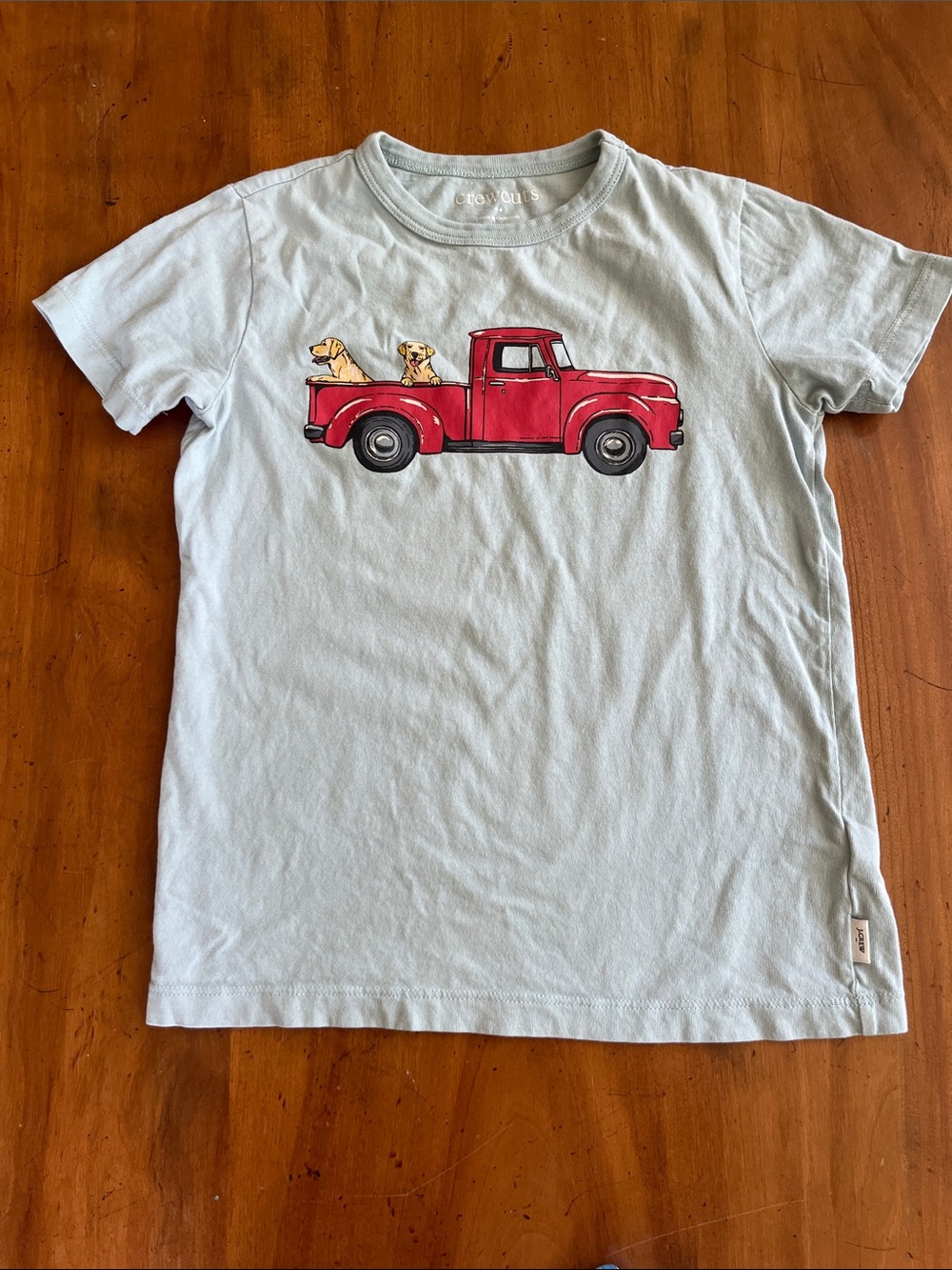Crewcuts Light Blue Tee with Red Truck and Yellow Dogs